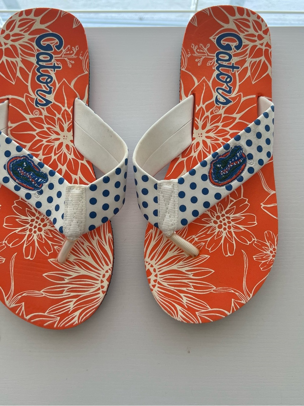Florida Gators Orange and White Polka Dot Flip Flops